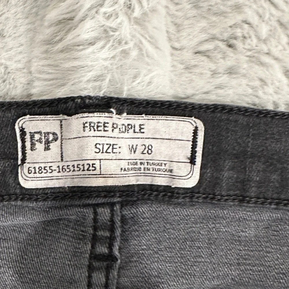 Free People Distressed Black Skinny Jeans Size 28 | Raw Hem Stretch Denim